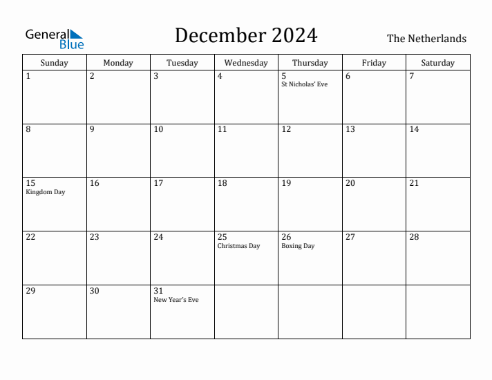 December 2024 Calendar The Netherlands