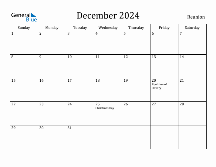 December 2024 Calendar Reunion