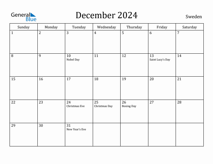 December 2024 Calendar Sweden