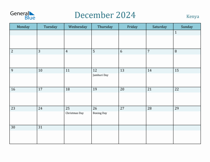 December 2024 Calendar with Holidays