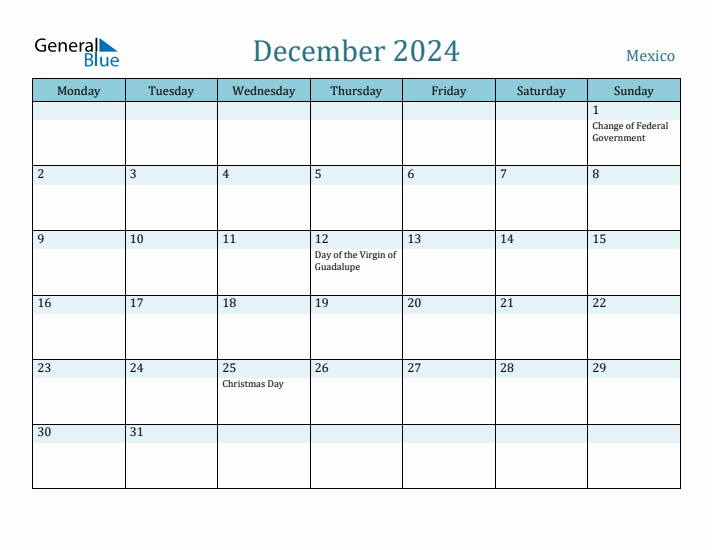 December 2024 Calendar with Holidays