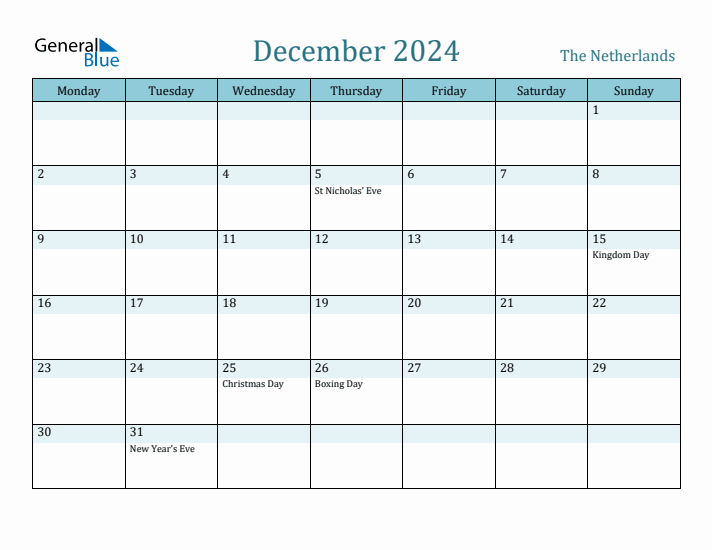 December 2024 Calendar with Holidays