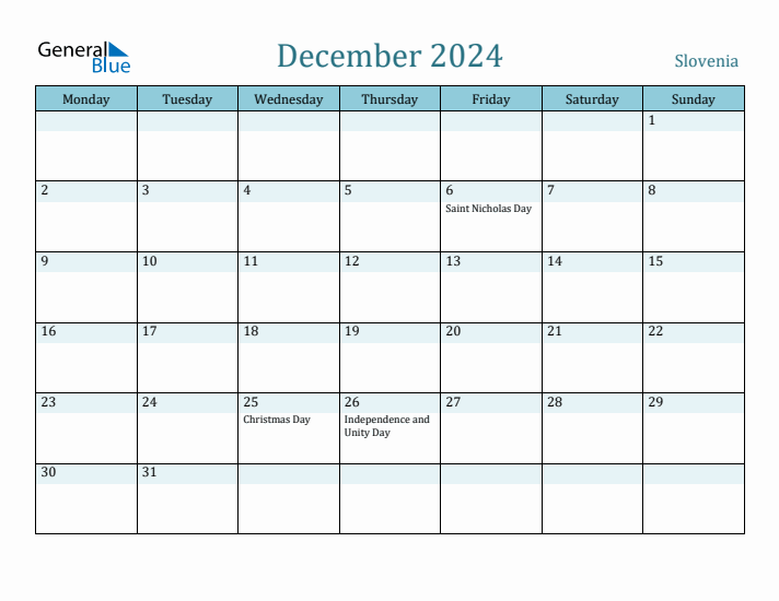 December 2024 Calendar with Holidays