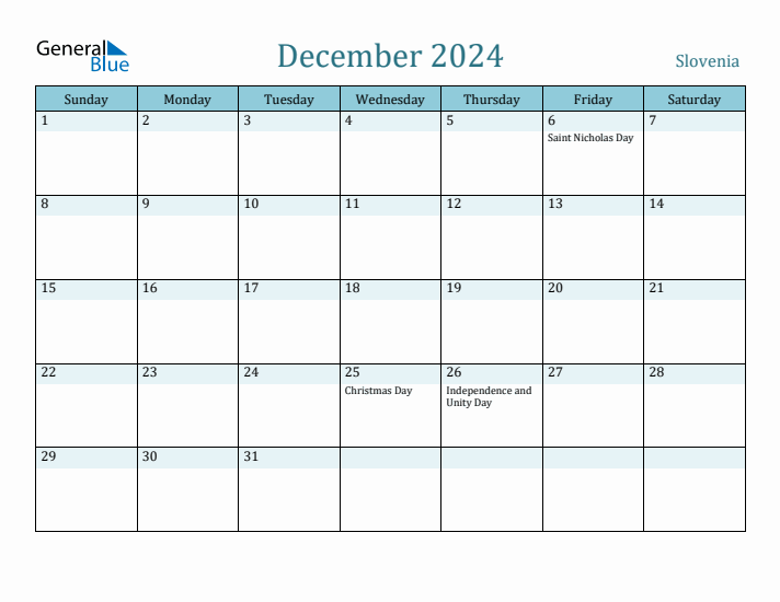 December 2024 Calendar with Holidays