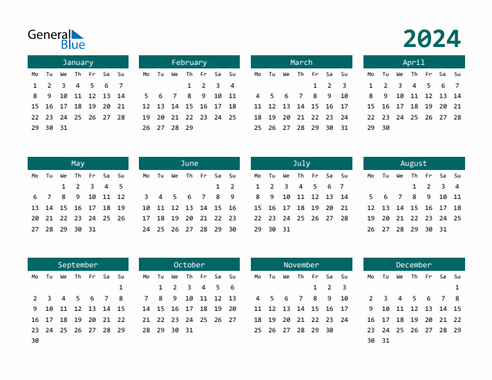 Downloadable 2024 Calendar