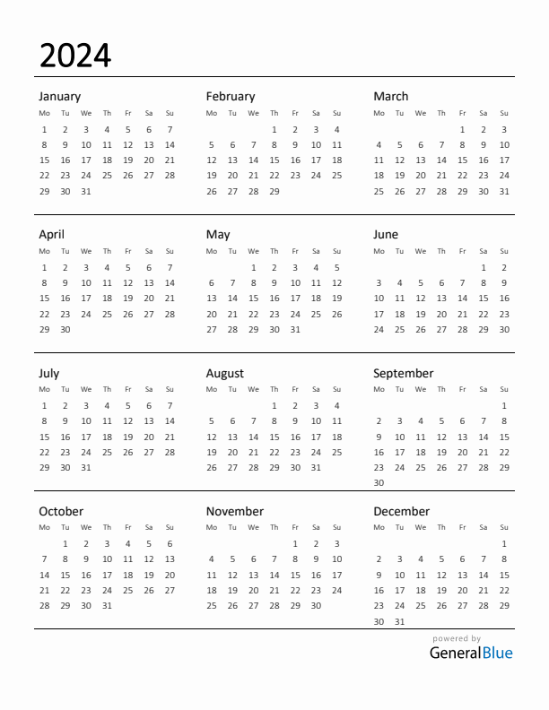 Printable Calendar for 2024