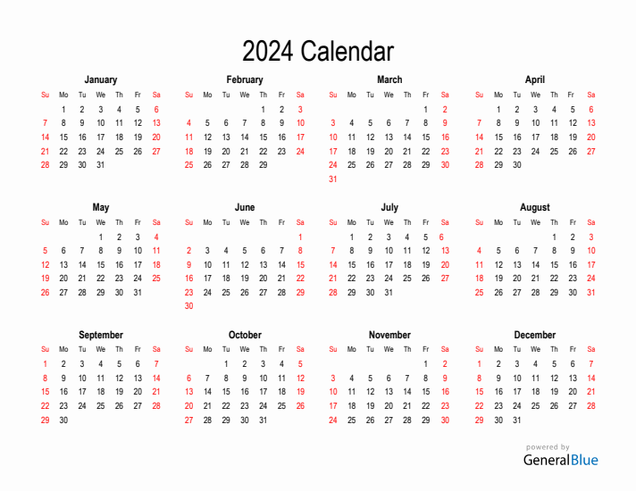 Free Calendar for 2024