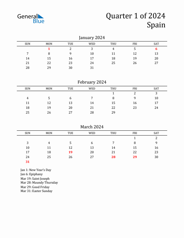 Quarter 1 2024 Spain Quarterly Calendar