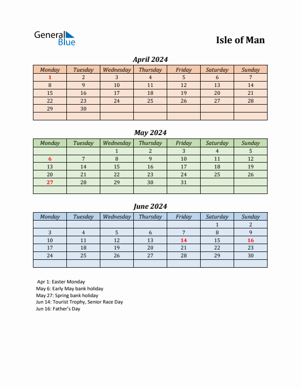 Q2 2024 Holiday Calendar - Isle of Man