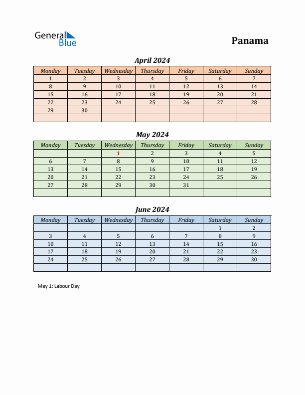 Q2 2024 Holiday Calendar - Panama