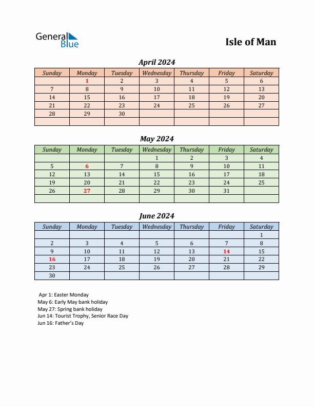 Q2 2024 Holiday Calendar - Isle of Man