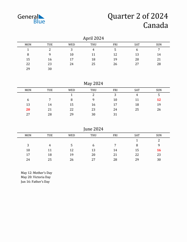 Quarter 2 2024 Canada Quarterly Calendar