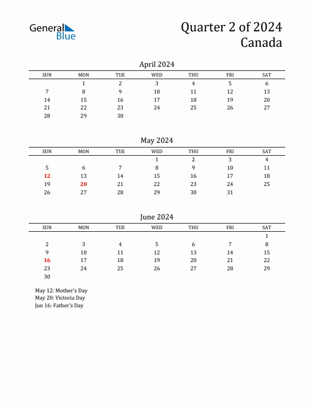 Quarter 2 2024 Canada Quarterly Calendar