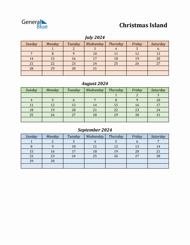 Q3 2024 Holiday Calendar - Christmas Island