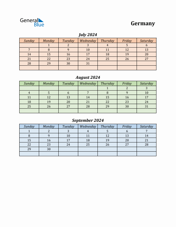 Q3 2024 Holiday Calendar - Germany