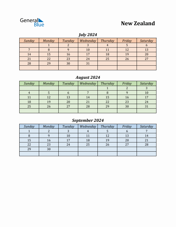 Q3 2024 Holiday Calendar - New Zealand