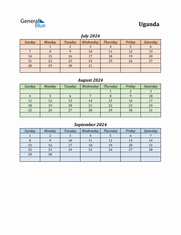 Q3 2024 Holiday Calendar - Uganda