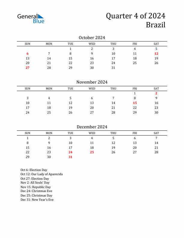 Quarter 4 2024 Brazil Quarterly Calendar