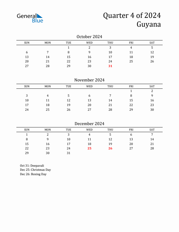 Quarter 4 2024 Guyana Quarterly Calendar