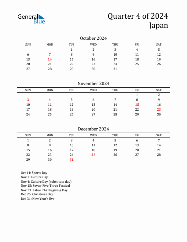 Quarter 4 2024 Japan Quarterly Calendar