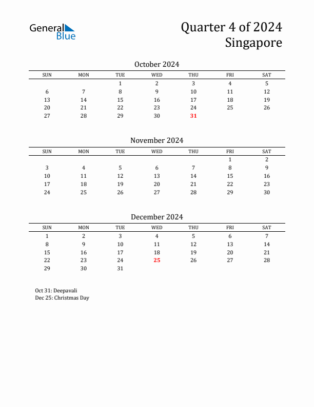 Quarter 4 2024 Singapore Quarterly Calendar