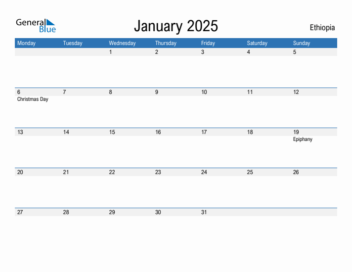 Fillable January 2025 Calendar