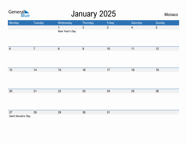 Fillable January 2025 Calendar