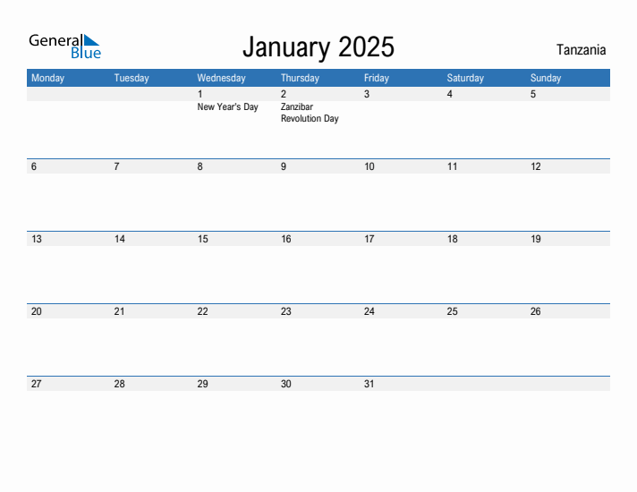 Fillable January 2025 Calendar