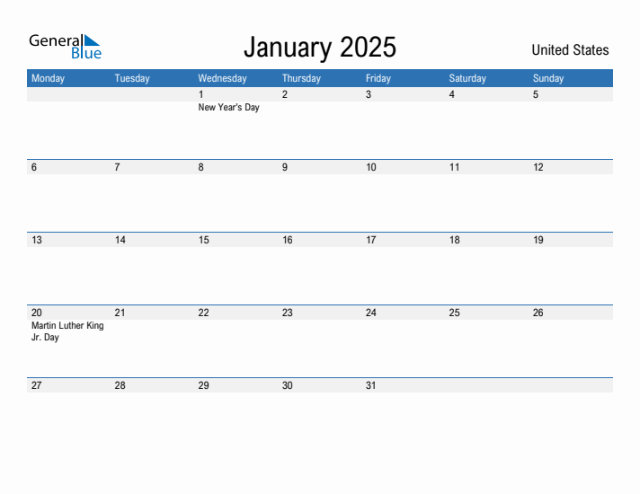 Fillable January 2025 Calendar