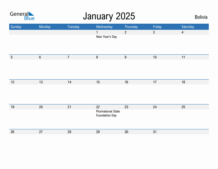 Fillable January 2025 Calendar