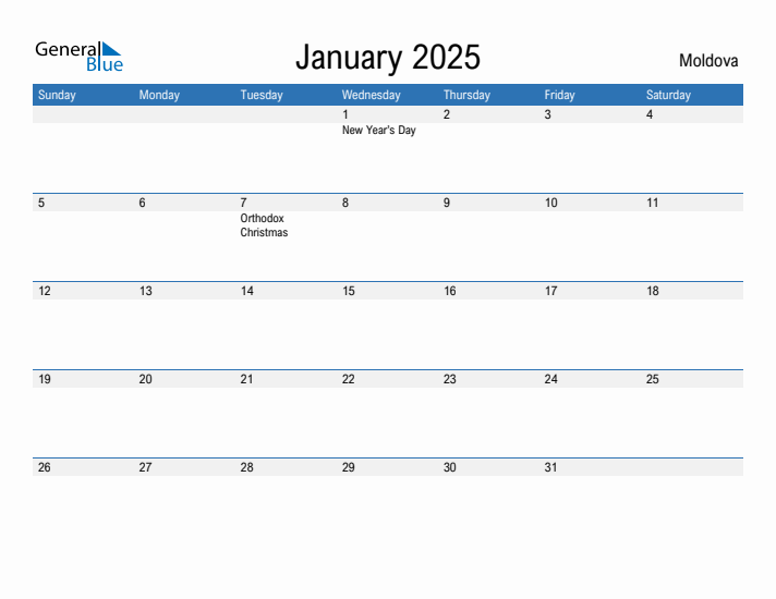 Fillable January 2025 Calendar