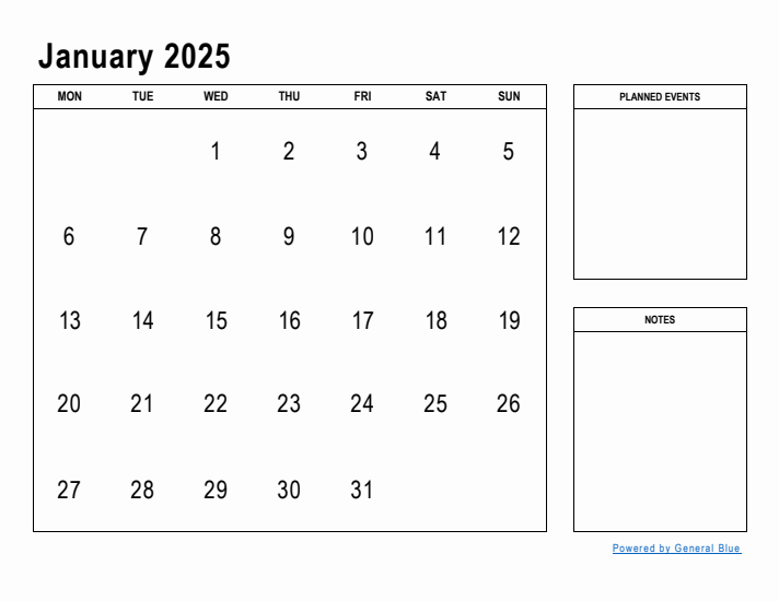 January 2025 Calendar Planner