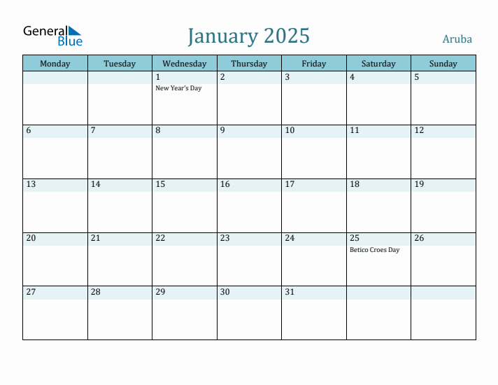 January 2025 Calendar with Holidays