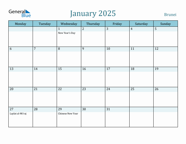 January 2025 Calendar with Holidays