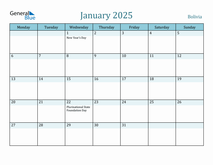 January 2025 Calendar with Holidays