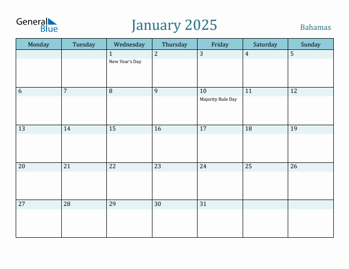 January 2025 Calendar with Holidays