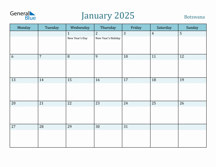 January 2025 Calendar with Holidays