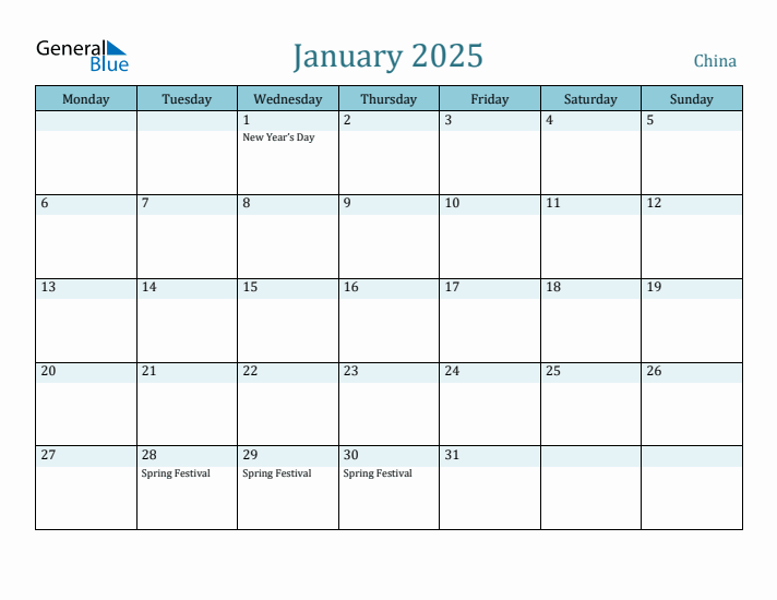 January 2025 Calendar with Holidays