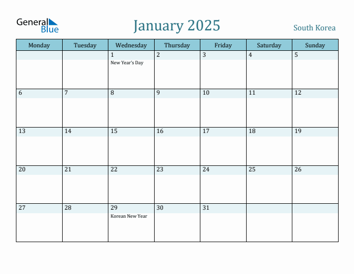 January 2025 Calendar with Holidays