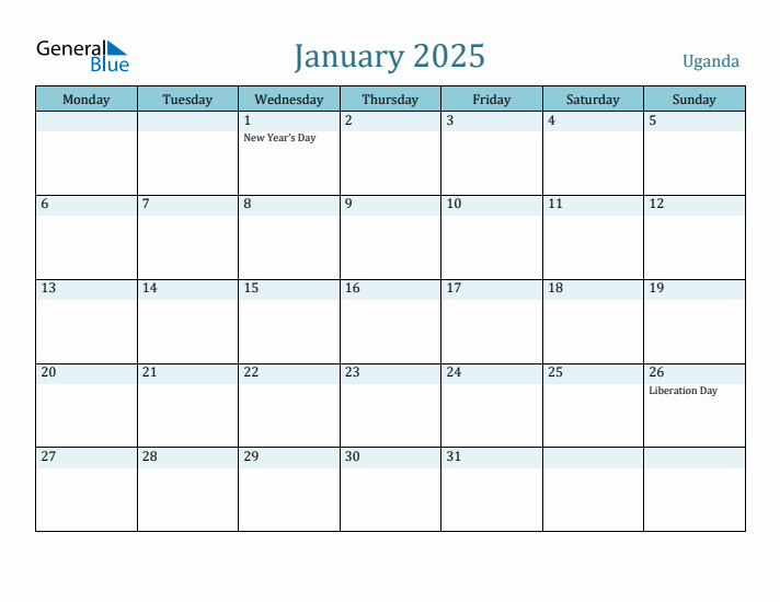 January 2025 Calendar with Holidays