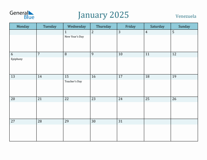 January 2025 Calendar with Holidays