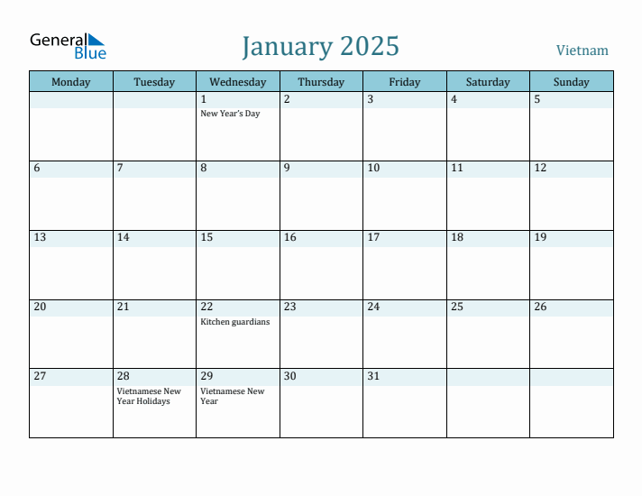 January 2025 Calendar with Holidays