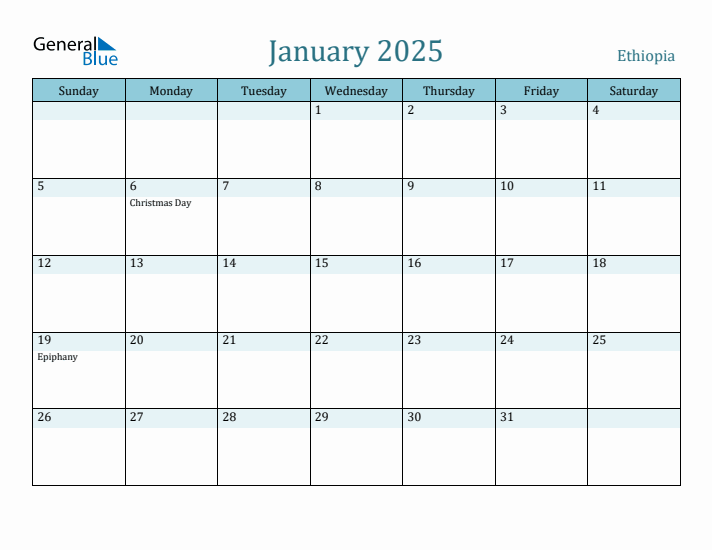 January 2025 Calendar with Holidays