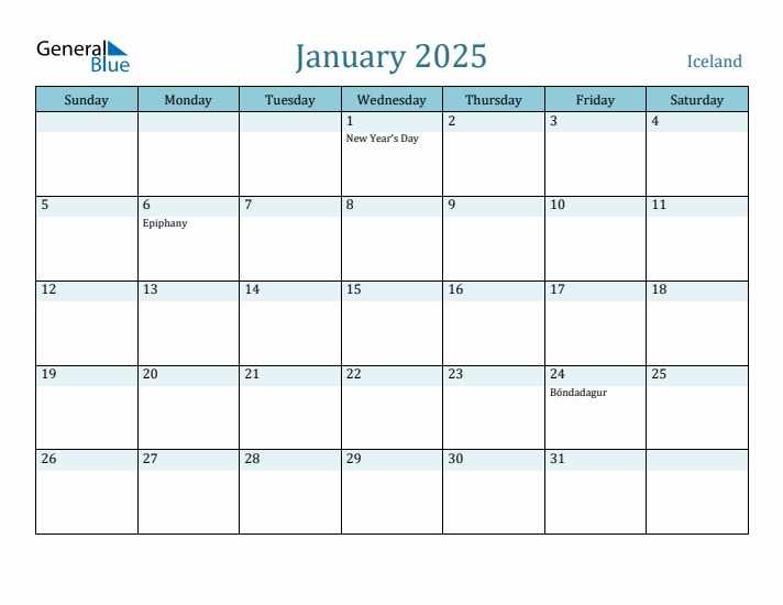 January 2025 Calendar with Holidays