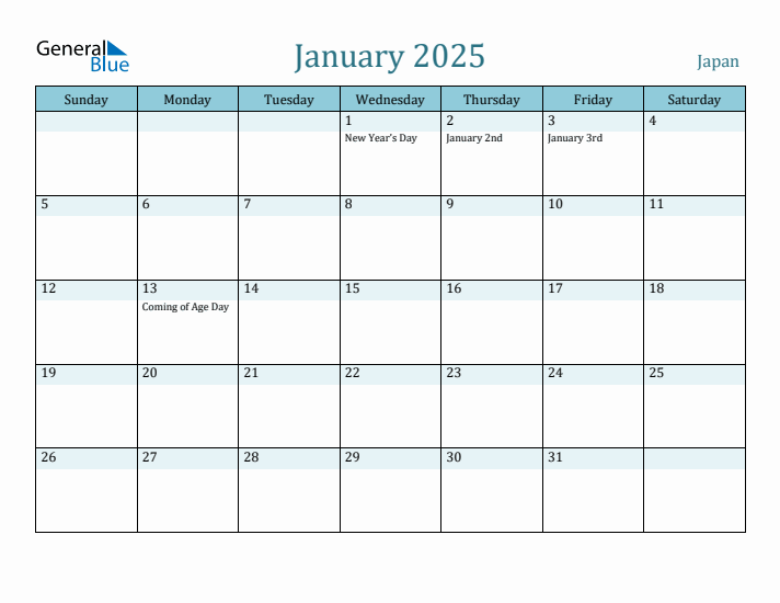 January 2025 Calendar with Holidays