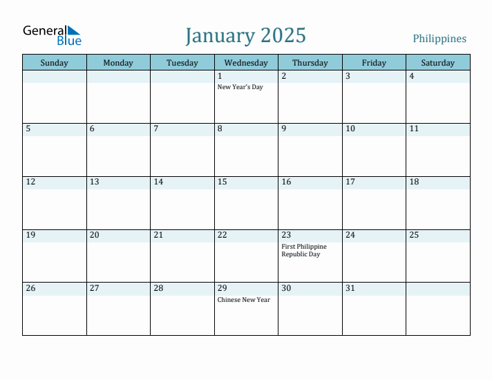 January 2025 Calendar with Holidays