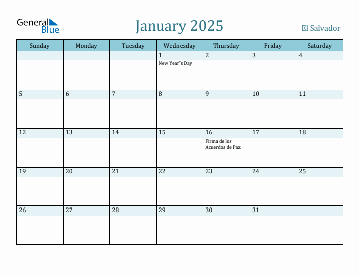 January 2025 Calendar with Holidays