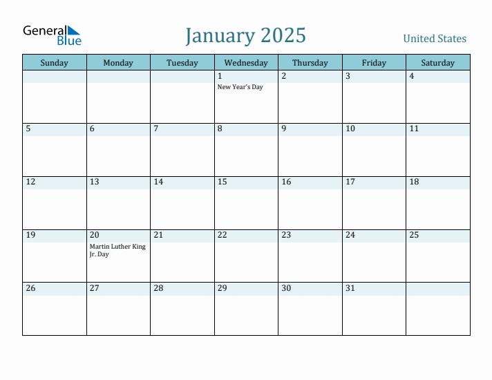 January 2025 Calendar with Holidays