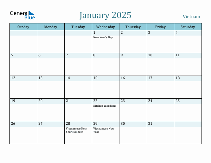 January 2025 Calendar with Holidays