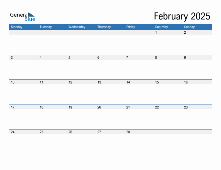 Fillable Calendar for February 2025